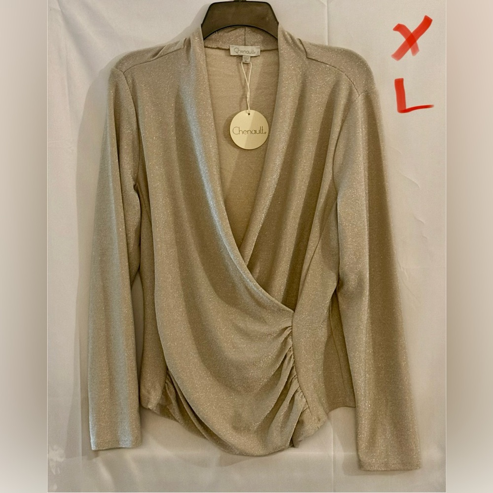 Chenault Gold Drape Front Top